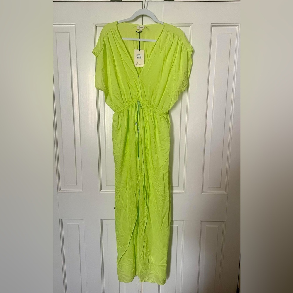Elan Neon Lime Maxi Coverall Dress